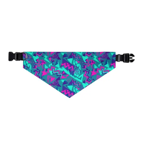 90s Memphis Pattern Pet Bandana Collar — other view
