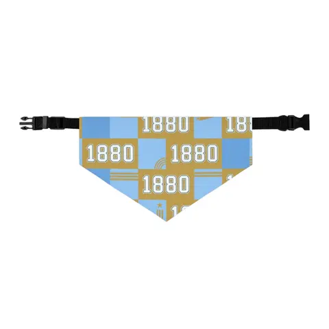 Southern 1880 Blue & Gold Block Pet Bandana Collar — other view