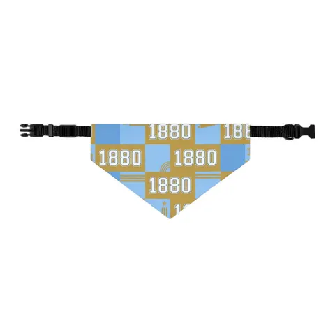 Southern 1880 Blue & Gold Block Pet Bandana Collar — other view