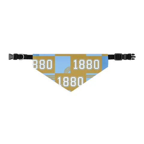Southern 1880 Blue & Gold Block Pet Bandana Collar — other view