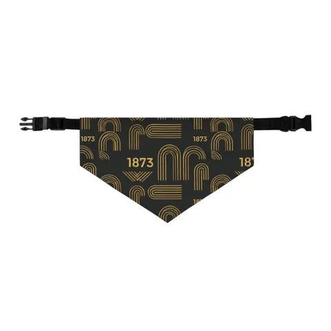 UAPB 1873 Black & Gold Arc Pattern Pet Bandana Collar — other view