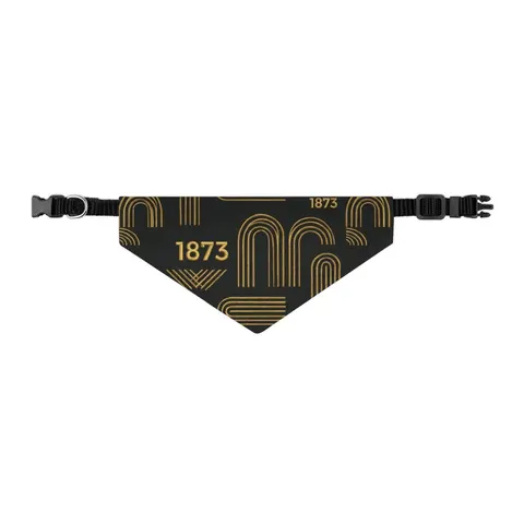 UAPB 1873 Black & Gold Arc Pattern Pet Bandana Collar — other view