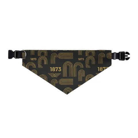 UAPB 1873 Black & Gold Arc Pattern Pet Bandana Collar — other view