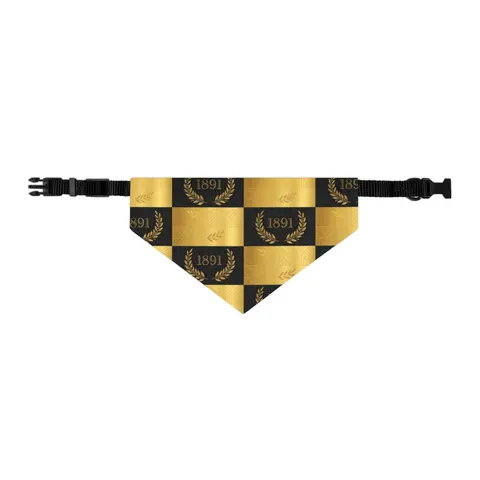 West Virginia State 1891 Black & Gold Pet Bandana Collar — other view