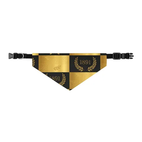 West Virginia State 1891 Black & Gold Pet Bandana Collar — other view