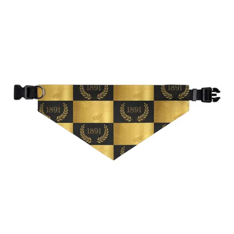 West Virginia State 1891 Black & Gold Pet Bandana Collar — other view