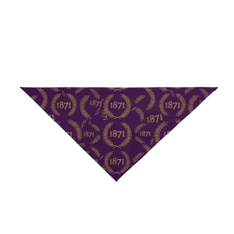 Alcorn 1871 Purple & Gold Academic Pet Bandana — front view