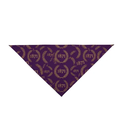 Alcorn 1871 Purple & Gold Academic Pet Bandana — front view