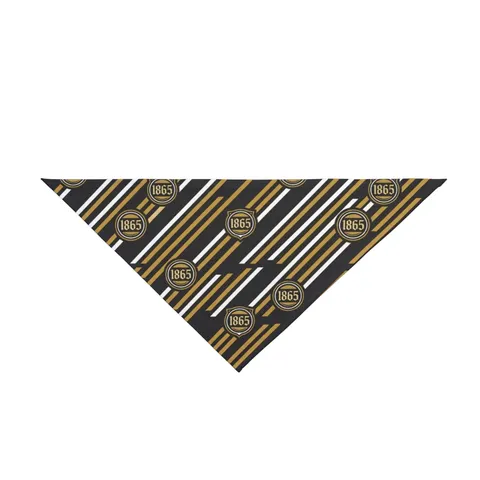 Bowie State 1865 Black & Gold Panel Pet Bandana — front view