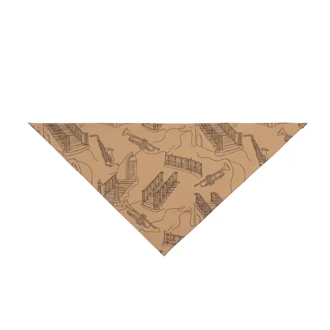 Harlem Brownstone Jazz Lines Pet Bandana — front view