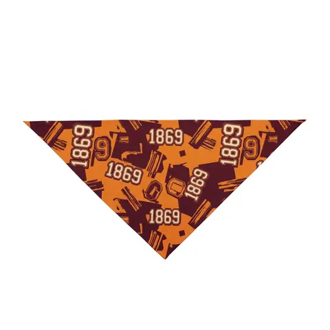 Claflin 1869 Orange & Maroon Pet Bandana — front view