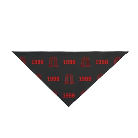 Clark Atlanta 1988 Black & Red Arch Pet Bandana — front view