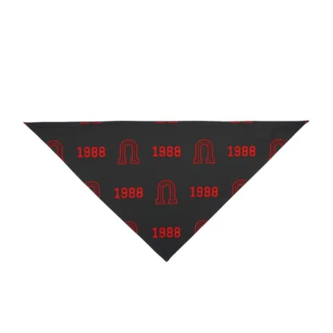 Clark Atlanta 1988 Black & Red Arch Pet Bandana — front view