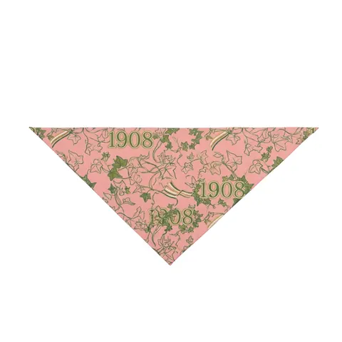 AKA 1908 Pink & Green Ivy Pattern Pet Bandana — front view