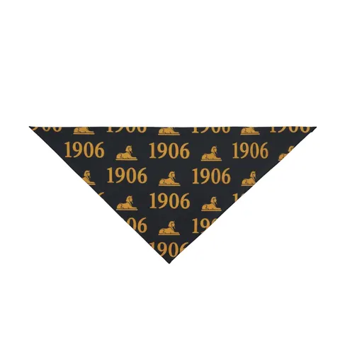 Alpha 1906 Black & Old Gold Pet Bandana — front view