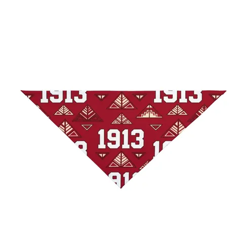 Delta 1913 Crimson Stamp Pet Bandana — front view