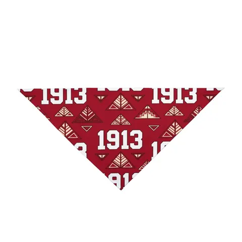 Delta 1913 Crimson Stamp Pet Bandana — front view