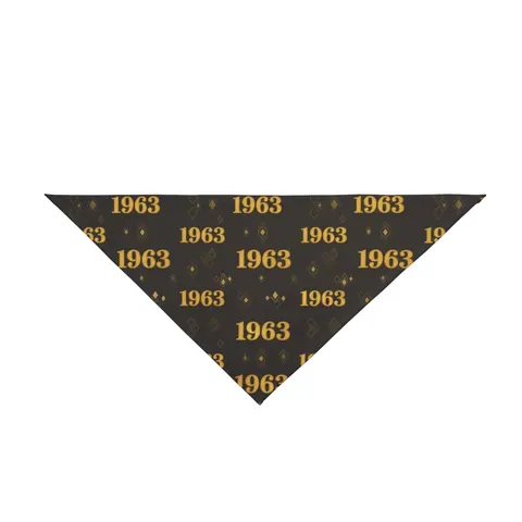 Iota 1963 Charcoal Brown & Gilded Gold Pet Bandana — front view