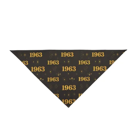 Iota 1963 Charcoal Brown & Gilded Gold Pet Bandana — front view