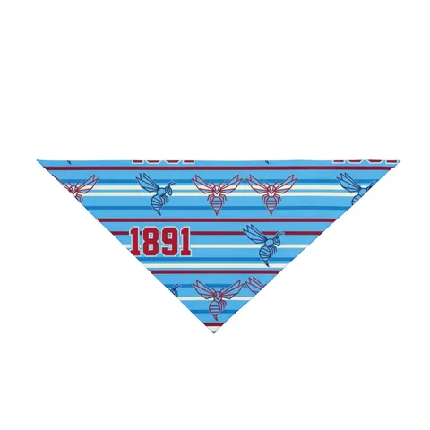 Delaware State 1891 Red & Blue Pet Bandana — front view