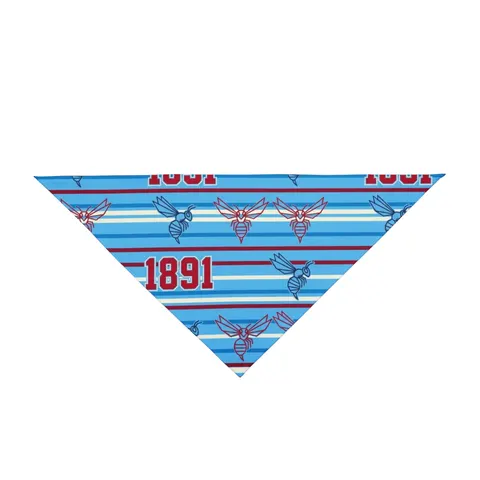 Delaware State 1891 Red & Blue Pet Bandana — front view