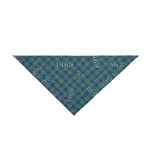 Dillard 1869 Azure & Gold Grid Pet Bandana — front view