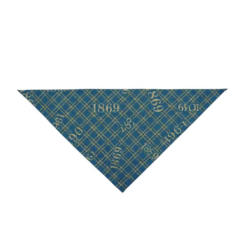 Dillard 1869 Azure & Gold Grid Pet Bandana — front view