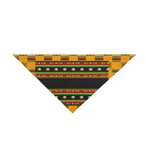 Faith Flag Afro-Spiritual Cowrie & Kente Pet Bandana — front view