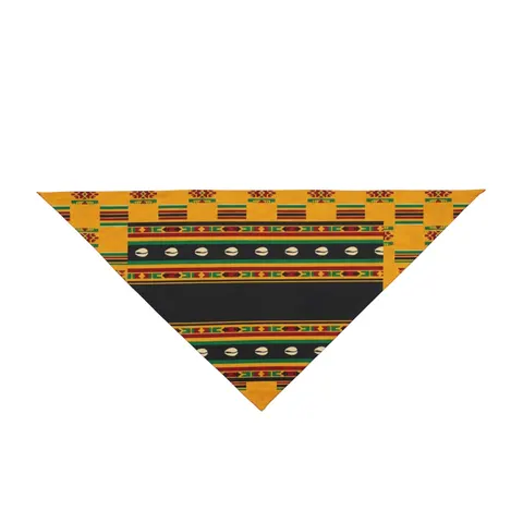 Faith Flag Afro-Spiritual Cowrie & Kente Pet Bandana — front view