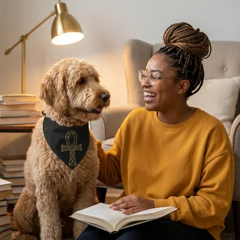Faith Flag Ankh Gold on Black Pet Bandana