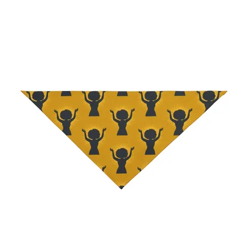 Faith Flag Black Woman in Praise Silhouette Pet Bandana — front view