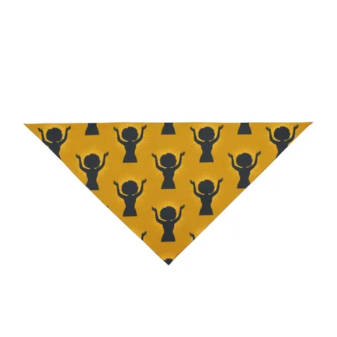 Faith Flag Black Woman in Praise Silhouette Pet Bandana — front view