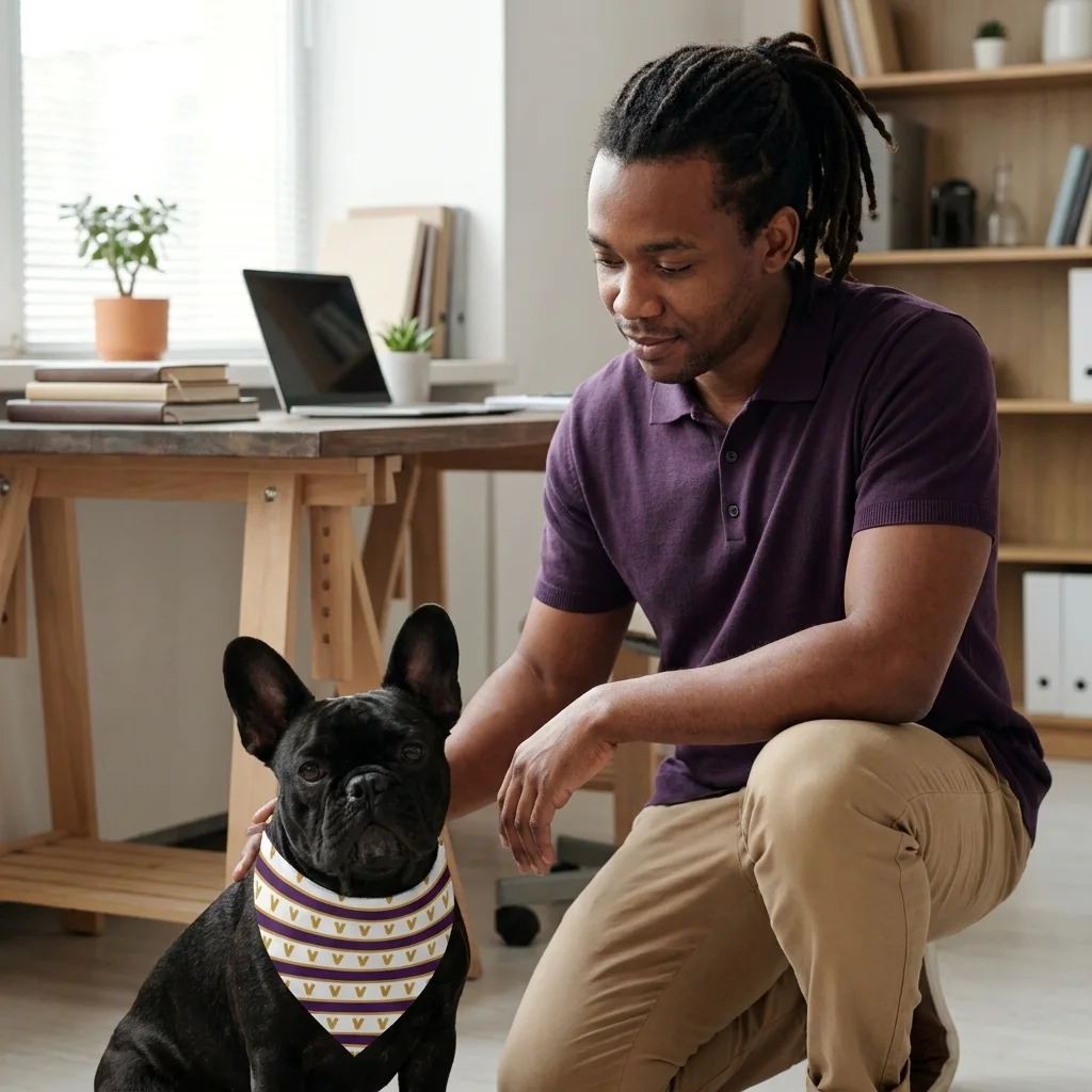 Faith Flag Choir Robes Color Block Pet Bandana — lifestyle-owner view