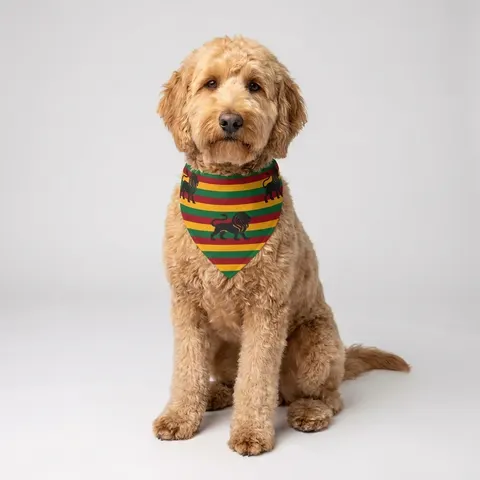 Rasta Flag Red Gold Green with Black Lion Pet Bandana