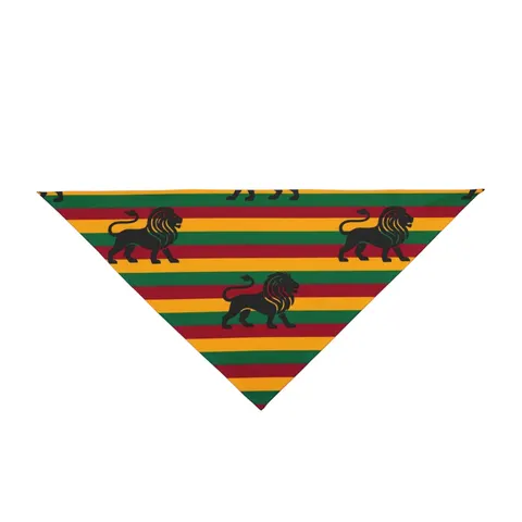 Rasta Flag Red Gold Green with Black Lion Pet Bandana — front view