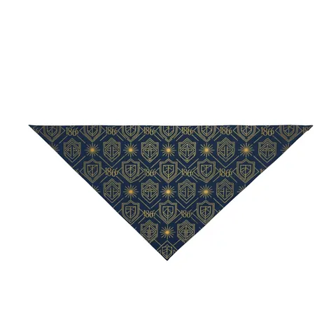Fisk 1866 Blue & Gold Pet Bandana — front view