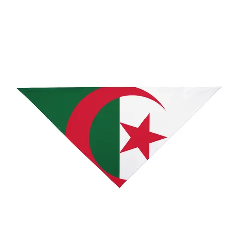 Algeria Green White Red Crescent Pet Bandana — front view
