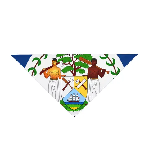 Belize Blue Red Emblem Pet Bandana — front view