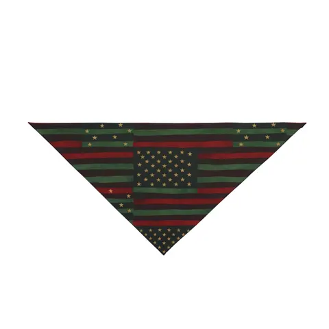Black American Pan-African Stars & Stripes Pet Bandana — front view