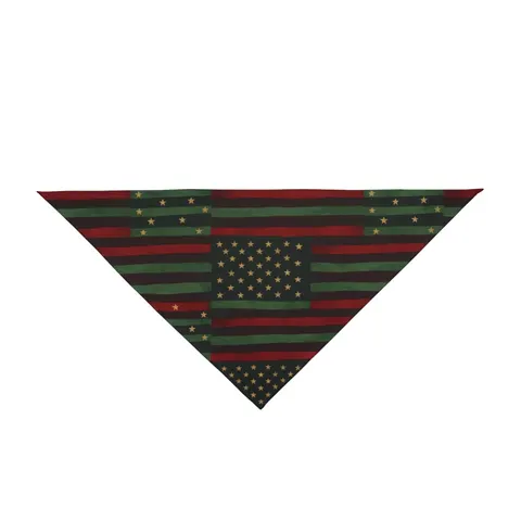 Black American Pan-African Stars & Stripes Pet Bandana — front view