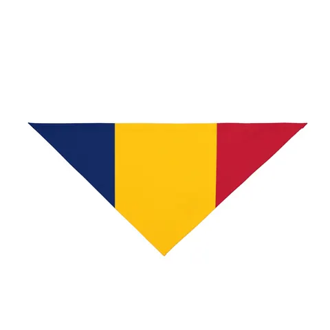 Chad Blue Yellow Red Pet Bandana — front view
