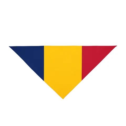Chad Blue Yellow Red Pet Bandana — front view
