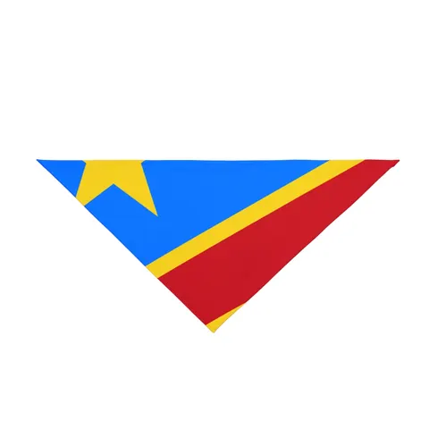 DR Congo Sky Blue & Red Diagonal Pet Bandana — front view