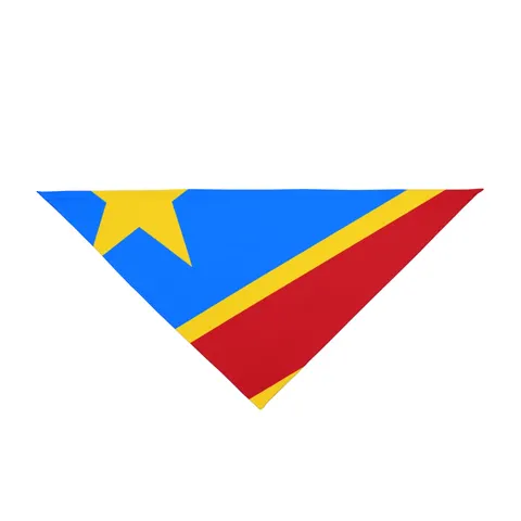 DR Congo Sky Blue & Red Diagonal Pet Bandana — front view