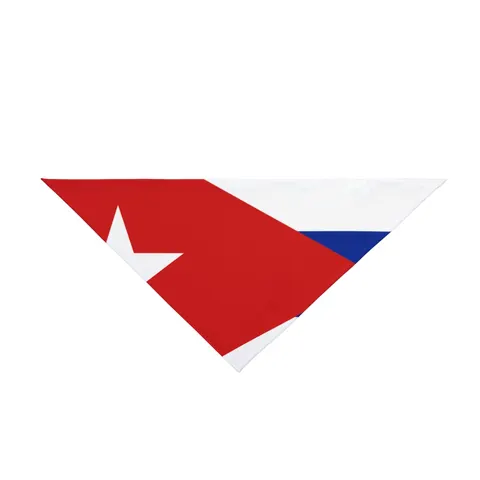 Cuba Blue Stripes & Red Triangle Pet Bandana — front view