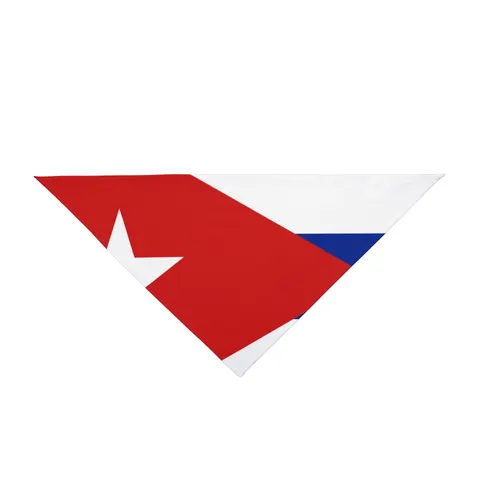 Cuba Blue Stripes & Red Triangle Pet Bandana — front view