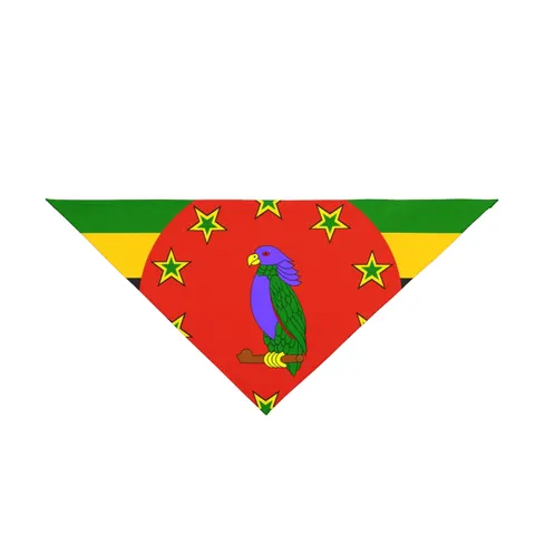 Dominica Green Cross & Circle Pet Bandana — front view