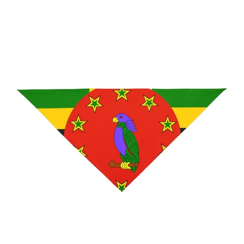 Dominica Green Cross & Circle Pet Bandana — front view