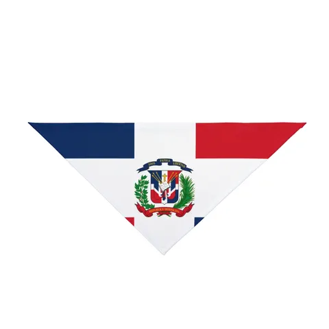 Dominican Republic Cross & Quarters Pet Bandana — front view