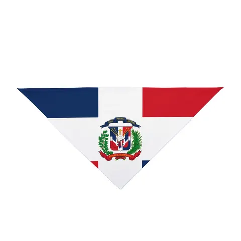 Dominican Republic Cross & Quarters Pet Bandana — front view